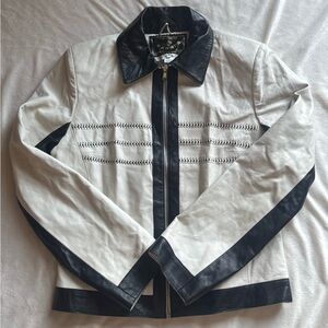 Women's Black and White Leather Jacket